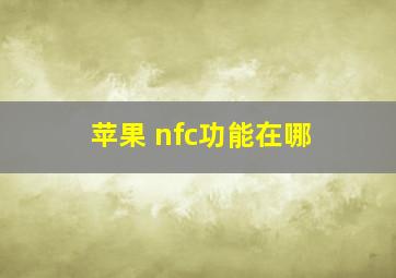 苹果 nfc功能在哪